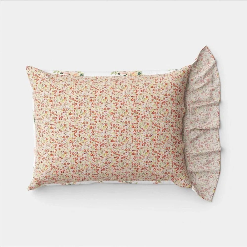3pc Full/Queen Printed Floral Double Ruffle Comforter Bedding Set -Studio McGee